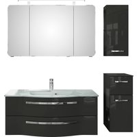 Saphir Badmöbel-Set "Serie 4005, vormontiert, Glaswaschbecken, Spiegelschrank", (Set, 5 St.), Badezimmer-Set mit Unterschrank, Hängeschrank, inkl. Türdämpfer von Saphir