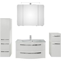 Saphir Badmöbel-Set "Serie 4005, vormontiert, Glaswaschbecken, Spiegelschrank" Set, 5 Stk. tlg. Badezimmer-Set mit Unterschrank, Midischrank, inkl. Türdämpfer von Saphir