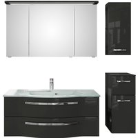 Saphir Badmöbel-Set "Serie 4005, vormontiert, Glaswaschbecken, Spiegelschrank", (Set, 5 St.), Badezimmer-Set mit Unterschrank, Hängeschrank, inkl. Türdämpfer von Saphir