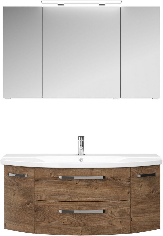 Saphir Badmöbel-Set Serie 4010 2-teilig Keramik-Waschtisch mit LED-Spiegelschrank, (Set), Badezimmer Set 120,5 cm breit, inkl. Türdämpfer, 5 Türen, 2 Schubladen von Saphir