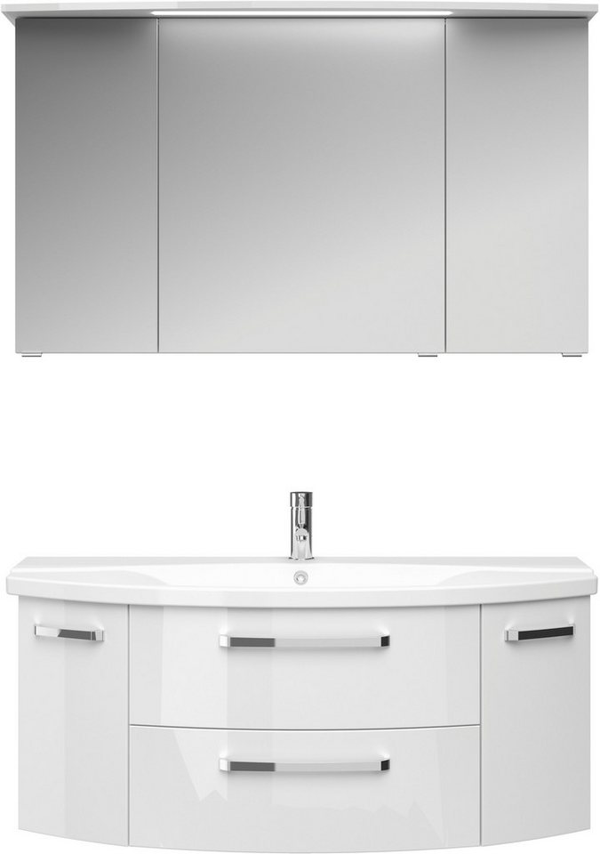 Saphir Badmöbel-Set Serie 4010 2-teilig Keramik-Waschtisch mit LED-Spiegelschrank, (Set), Badezimmer Set 122 cm breit, inkl. Türdämpfer, 5 Türen, 2 Schubladen von Saphir