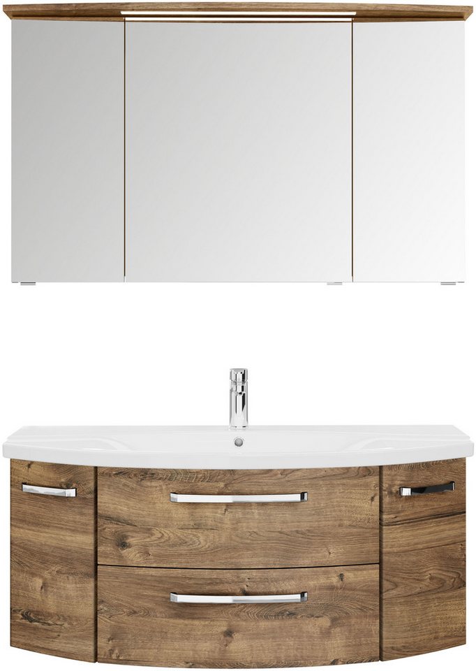 Saphir Badmöbel-Set Serie 4010 2-teilig Keramik-Waschtisch mit LED-Spiegelschrank, (Set), Badezimmer Set 122 cm breit, inkl. Türdämpfer, 5 Türen, 2 Schubladen von Saphir