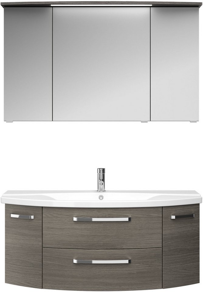 Saphir Badmöbel-Set Serie 4010 2-teilig Keramik-Waschtisch mit LED-Spiegelschrank, (Set), Badezimmer Set 122 cm breit, inkl. Türdämpfer, 5 Türen, 2 Schubladen von Saphir