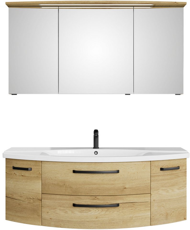 Saphir Badmöbel-Set Serie 4010 2-teilig Keramik-Waschtisch mit LED-Spiegelschrank, (Set), Badezimmer Set 144 cm breit, inkl. Türdämpfer, 5 Türen, 2 Schubladen von Saphir