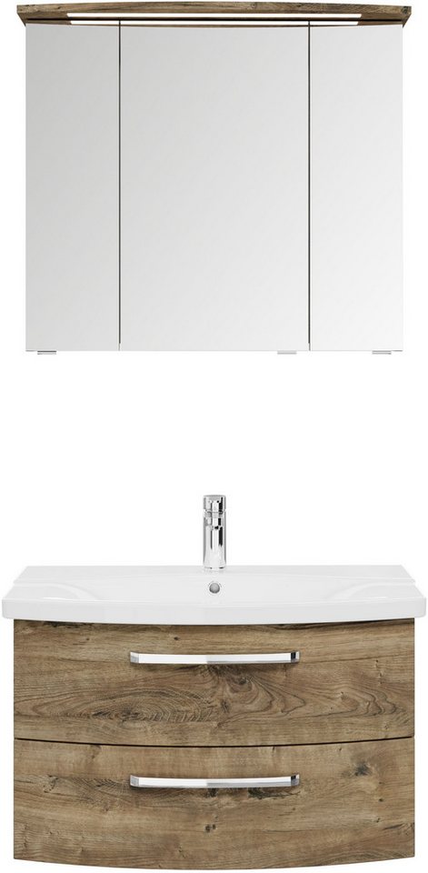 Saphir Badmöbel-Set Serie 4010 2-teilig Keramik-Waschtisch mit LED-Spiegelschrank, (Set), Badezimmer Set 84 cm breit, inkl. Türdämpfer, 3 Türen, 2 Schubladen von Saphir