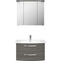 Saphir Badmöbel-Set "Serie 4010 2-teilig Keramik-Waschtisch mit LED-Spiegelschrank", (Set), Badezimmer Set 84 cm breit, inkl. Türdämpfer, 3 Türen, 2 Schubladen von Saphir