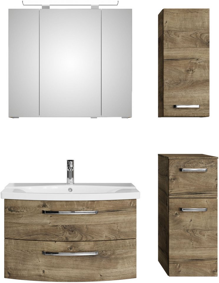 Saphir Badmöbel-Set Serie 4010 4-teilig Keramik-Waschtisch mit LED-Spiegelschrank, (Set), Badezimmer Set mit Unterschrank, Hängeschrank, inkl. Türdämpfer von Saphir