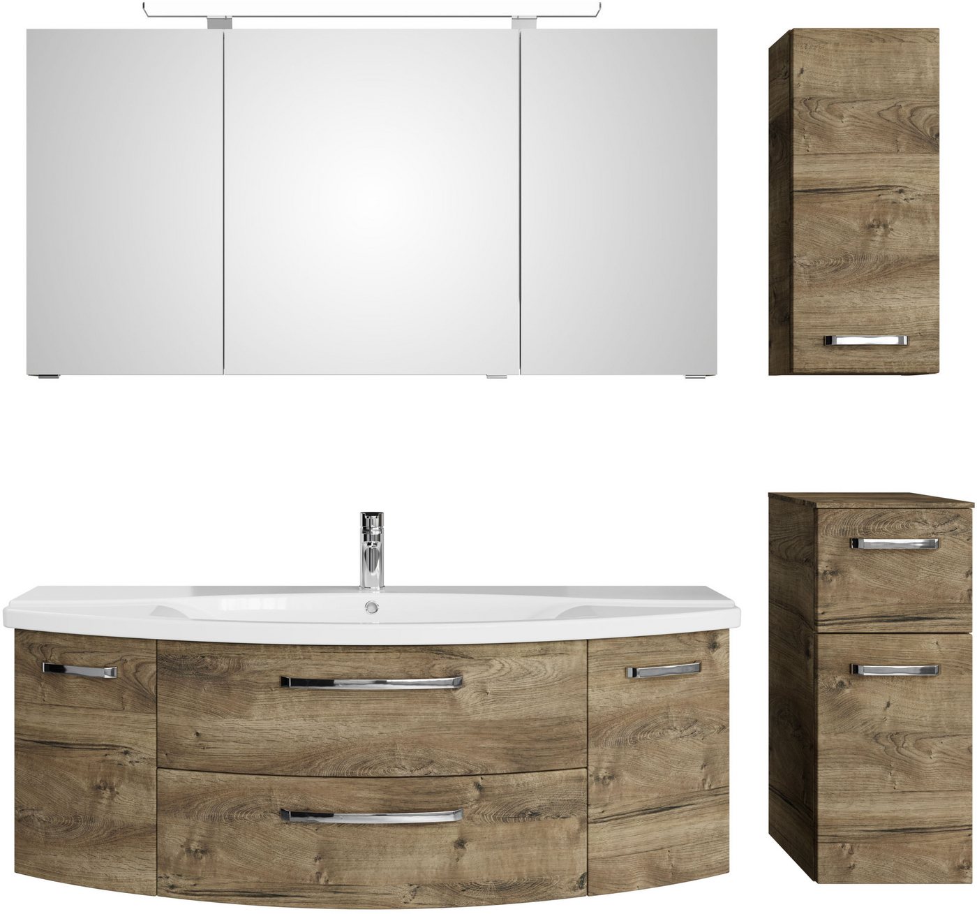 Saphir Badmöbel-Set Serie 4010 4-teilig Keramik-Waschtisch mit LED-Spiegelschrank, (Set), Badezimmer Set mit Unterschrank, Hängeschrank, inkl. Türdämpfer von Saphir