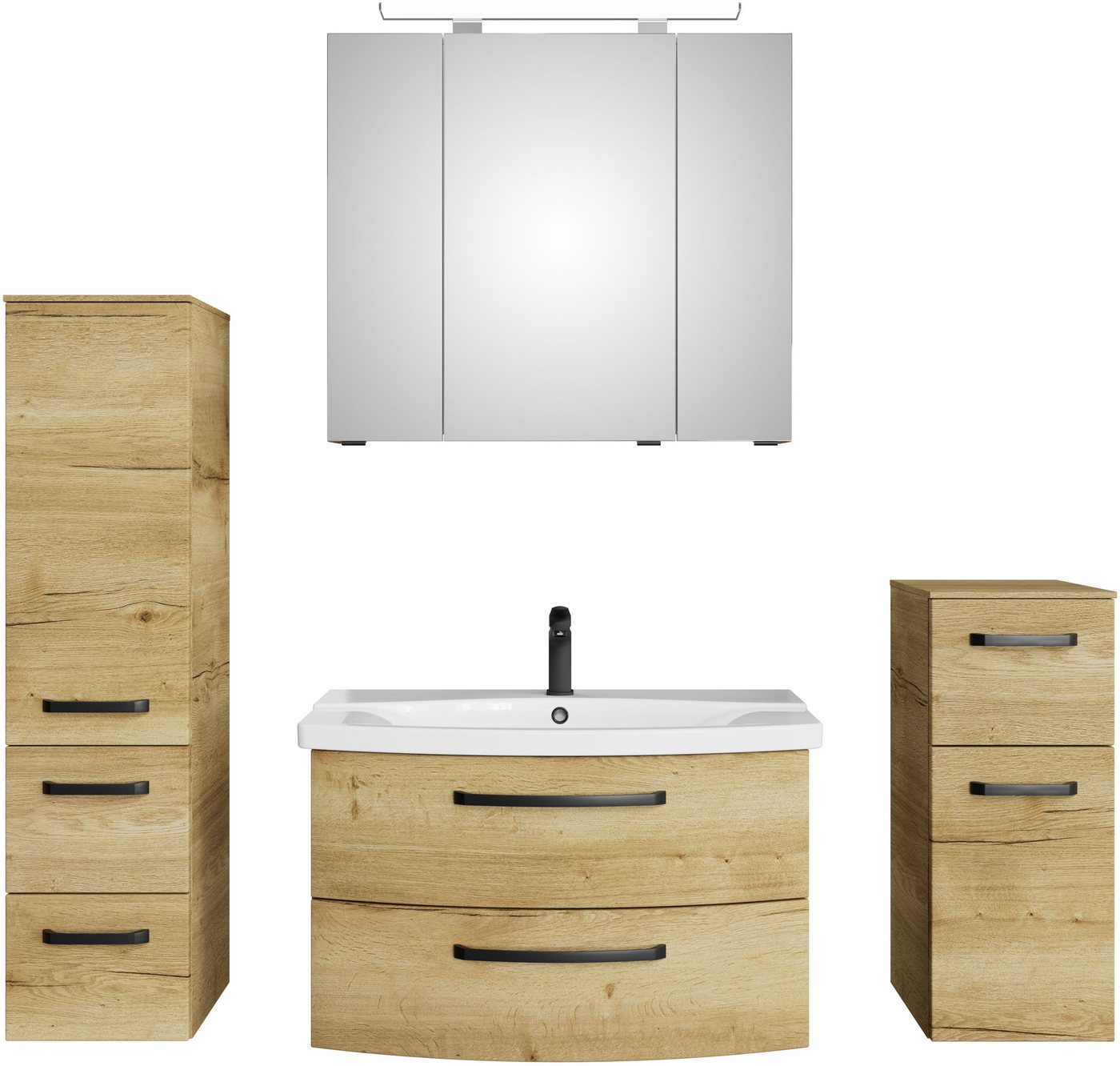 Saphir Badmöbel-Set Serie 4010 4-teilig Keramik-Waschtisch mit LED-Spiegelschrank, (Set), Badezimmer Set mit Unterschrank, Midischrank, inkl. Türdämpfer von Saphir