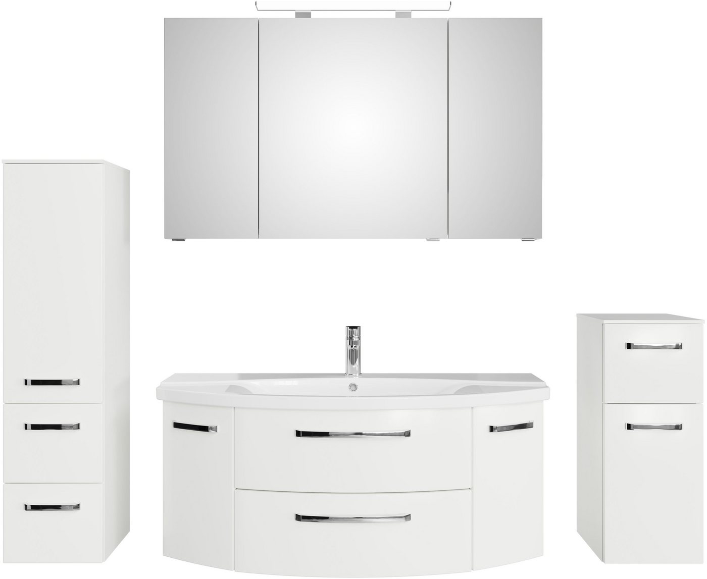 Saphir Badmöbel-Set Serie 4010 4-teilig Keramik-Waschtisch mit LED-Spiegelschrank, (Set), Badezimmer Set mit Unterschrank, Midischrank, inkl. Türdämpfer von Saphir