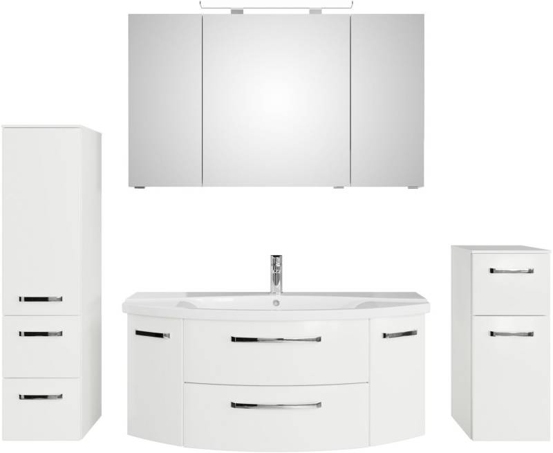 Saphir Badmöbel-Set Serie 4010 4-teilig Keramik-Waschtisch mit LED-Spiegelschrank, (Set), Badezimmer Set mit Unterschrank, Midischrank, inkl. Türdämpfer von Saphir