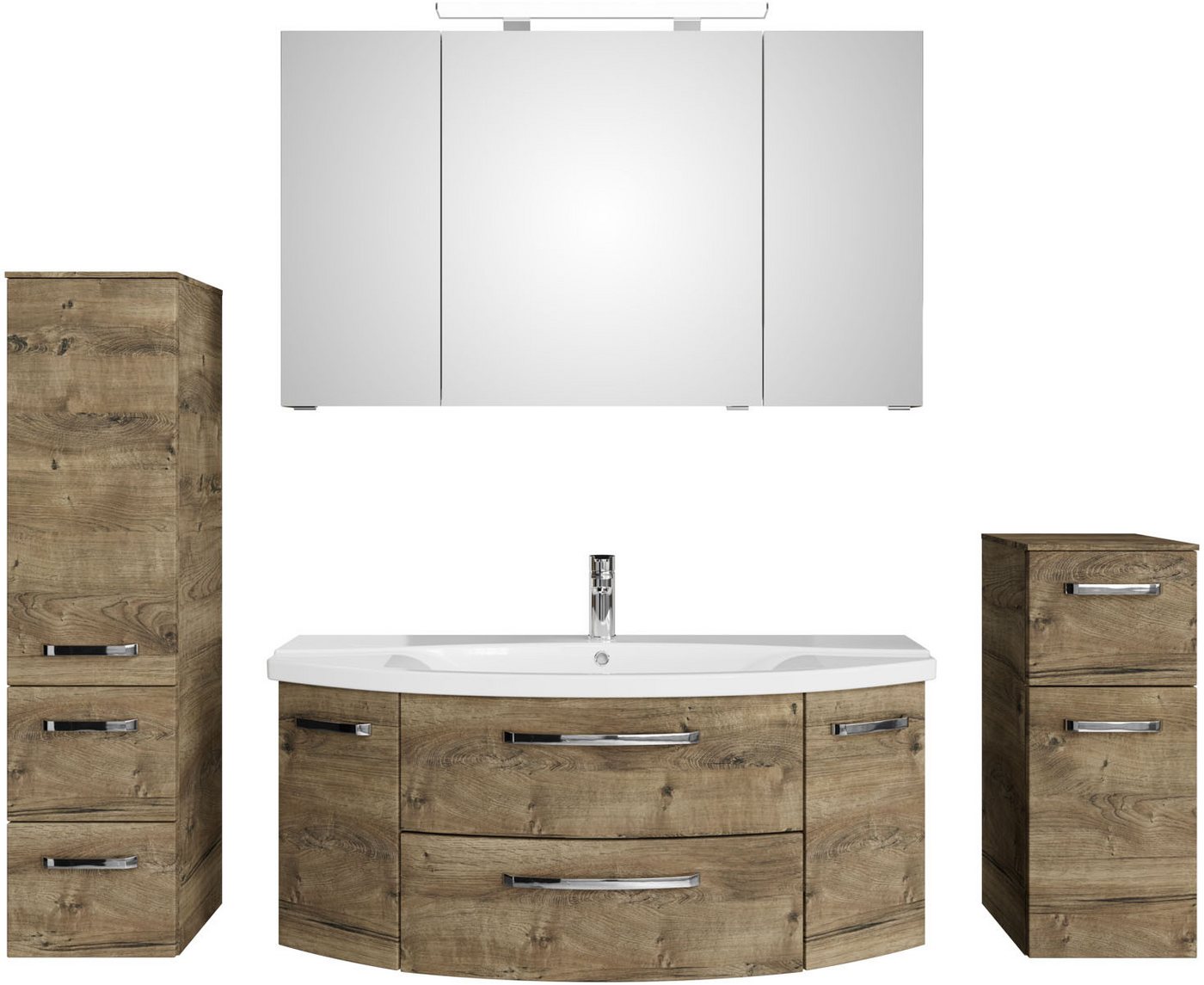 Saphir Badmöbel-Set Serie 4010 4-teilig Keramik-Waschtisch mit LED-Spiegelschrank, (Set), Badezimmer Set mit Unterschrank, Midischrank, inkl. Türdämpfer von Saphir