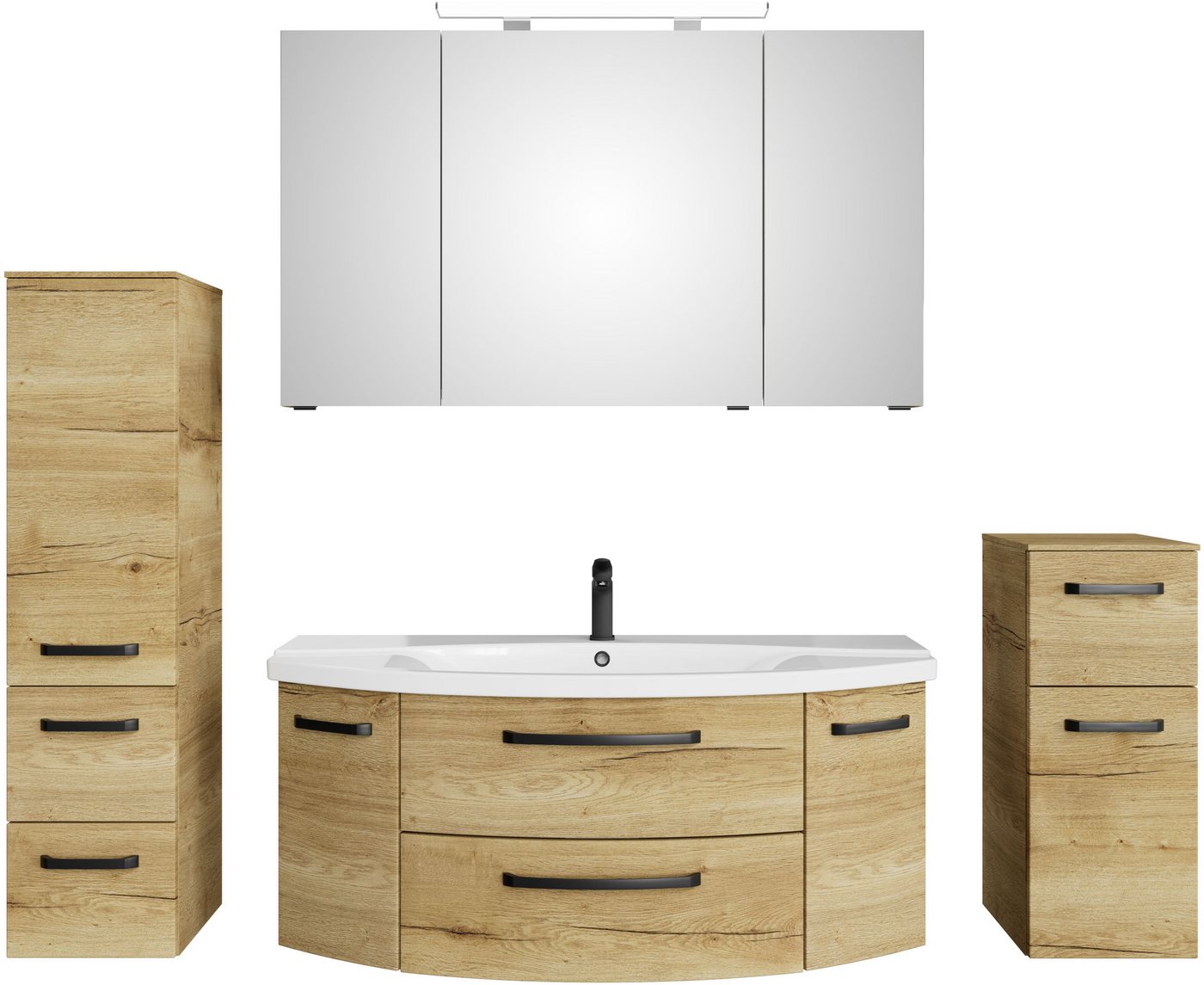 Saphir Badmöbel-Set Serie 4010 4-teilig Keramik-Waschtisch mit LED-Spiegelschrank, (Set), Badezimmer Set mit Unterschrank, Midischrank, inkl. Türdämpfer von Saphir