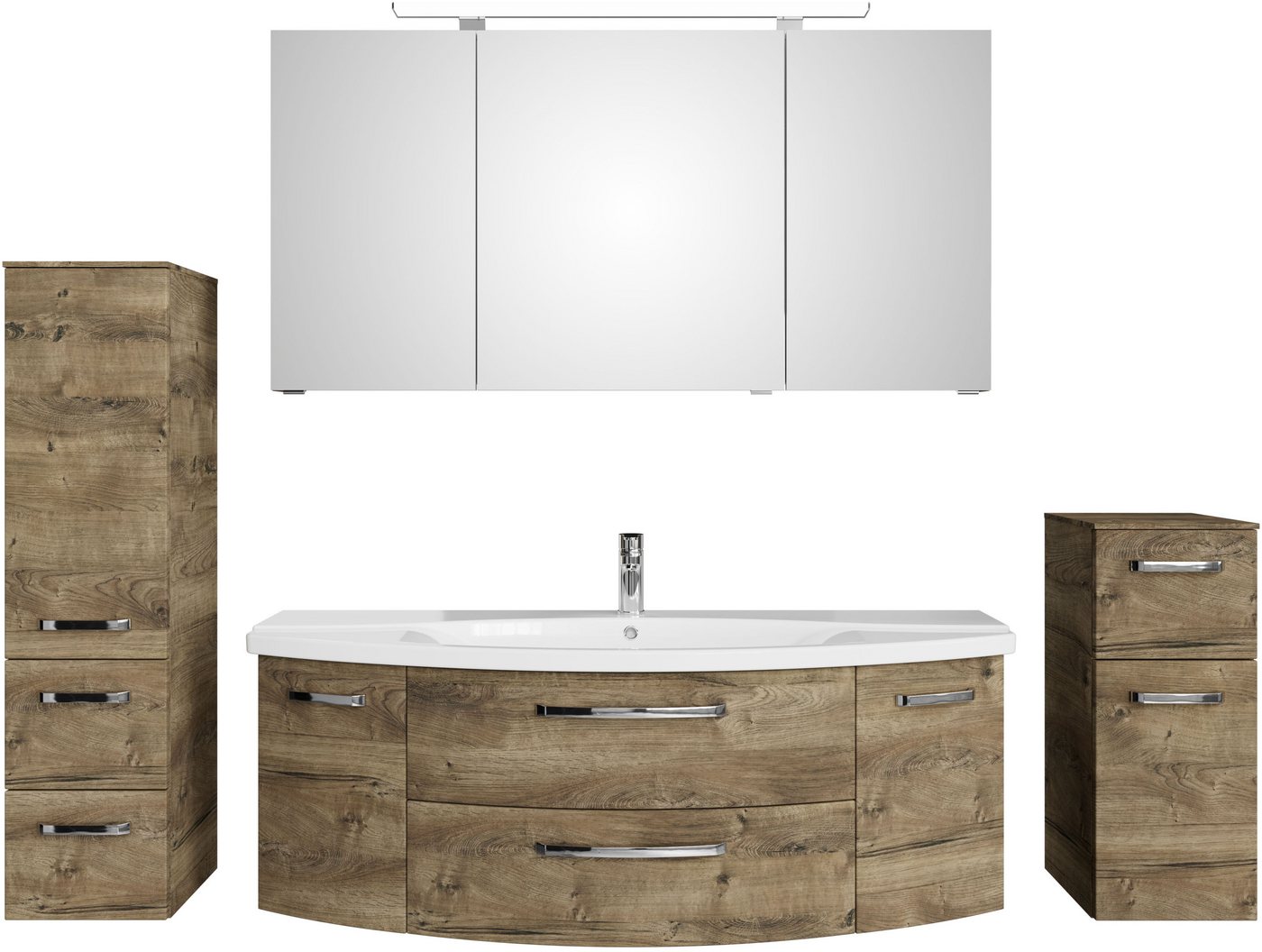 Saphir Badmöbel-Set Serie 4010 4-teilig Keramik-Waschtisch mit LED-Spiegelschrank, (Set), Badezimmer Set mit Unterschrank, Midischrank, inkl. Türdämpfer von Saphir