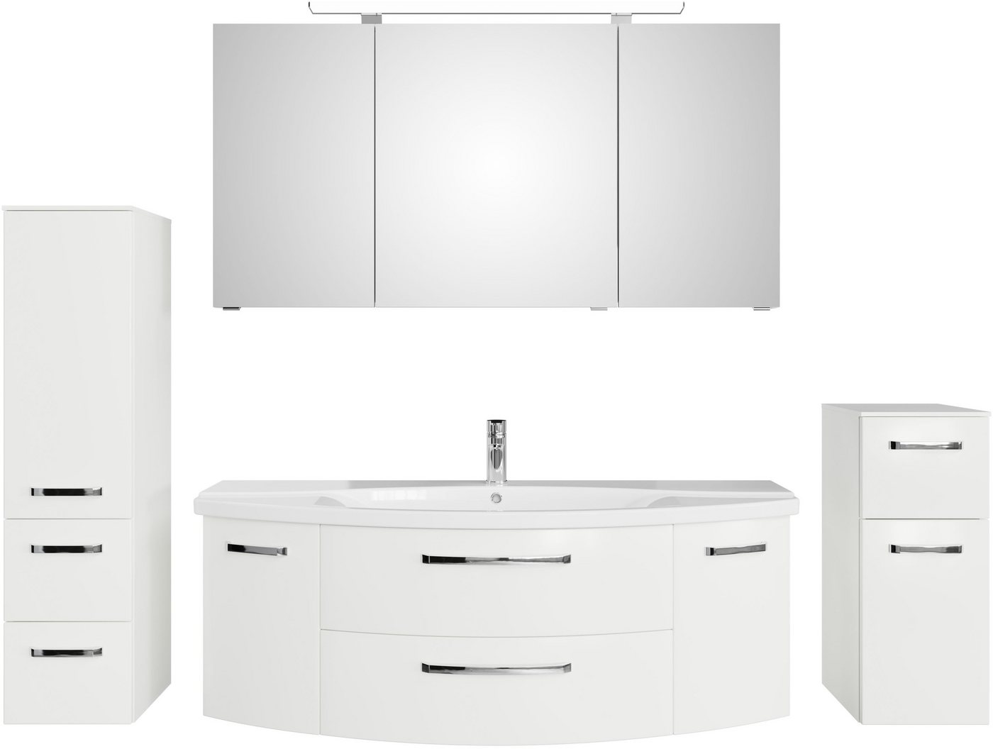 Saphir Badmöbel-Set Serie 4010 4-teilig Keramik-Waschtisch mit LED-Spiegelschrank, (Set), Badezimmer Set mit Unterschrank, Midischrank, inkl. Türdämpfer von Saphir