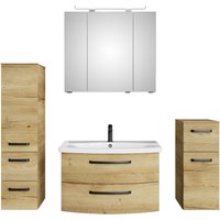 Saphir Badmöbel-Set "Serie 4010 4-teilig Keramik-Waschtisch mit LED-Spiegelschrank", (Set), Badezimmer Set mit Unterschrank, Midischrank, inkl. Türdämpfer von Saphir