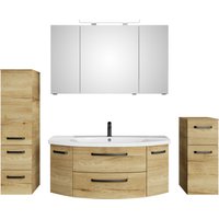 Saphir Badmöbel-Set "Serie 4010 4-teilig Keramik-Waschtisch mit LED-Spiegelschrank", (Set), Badezimmer Set mit Unterschrank, Midischrank, inkl. Türdämpfer von Saphir