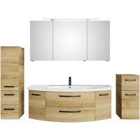 Saphir Badmöbel-Set "Serie 4010 4-teilig Keramik-Waschtisch mit LED-Spiegelschrank", (Set), Badezimmer Set mit Unterschrank, Midischrank, inkl. Türdämpfer von Saphir