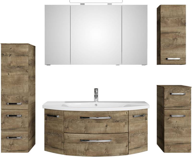 Saphir Badmöbel-Set Serie 4010 5-teilig Keramik-Waschtisch mit LED-Spiegelschrank, (Set), Bad Set mit Unterschrank, Hängeschrank, Midischrank, inkl. Türdämpfer von Saphir