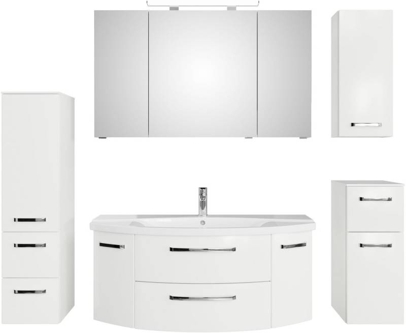 Saphir Badmöbel-Set Serie 4010 5-teilig Keramik-Waschtisch mit LED-Spiegelschrank, (Set), Bad Set mit Unterschrank, Hängeschrank, Midischrank, inkl. Türdämpfer von Saphir