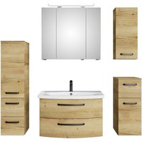 Saphir Badmöbel-Set "Serie 4010 5-teilig Keramik-Waschtisch mit LED-Spiegelschrank", (Set), Bad Set mit Unterschrank, Hängeschrank, Midischrank, inkl. Türdämpfer von Saphir