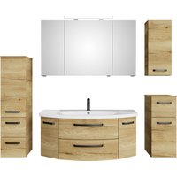 Saphir Badmöbel-Set "Serie 4010 5-teilig Keramik-Waschtisch mit LED-Spiegelschrank", (Set), Bad Set mit Unterschrank, Hängeschrank, Midischrank, inkl. Türdämpfer von Saphir