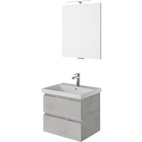 Saphir Badmöbel-Set "Serie 4035 2-teilig, Keramikwaschtisch mit LED-Spiegel, 60 cm breit", (Set), Badezimmer-Set inkl. Schubladen-Dämpfer, 2 Schubladen, Waschplatz von Saphir