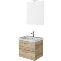 Saphir Badmöbel-Set "Serie 4035 2-teilig, Keramikwaschtisch mit LED-Spiegel, 60 cm breit", (Set), Badezimmer-Set inkl. Schubladen-Dämpfer, 2 Schubladen, Waschplatz von Saphir