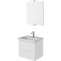 Saphir Badmöbel-Set "Serie 4035 2-teilig, Keramikwaschtisch mit LED-Spiegel, 60 cm breit", (Set), Badezimmer-Set inkl. Schubladen-Dämpfer, 2 Schubladen, Waschplatz von Saphir