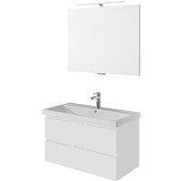 Saphir Badmöbel-Set "Serie 4035 2-teilig, Keramikwaschtisch mit LED-Spiegel, 90 cm breit", (Set), Badezimmer-Set inkl. Türdämpfer, 2 Schubladen, Waschplatz von Saphir