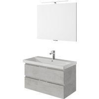 Saphir Badmöbel-Set "Serie 4035 2-teilig, Keramikwaschtisch mit LED-Spiegel, 90 cm breit", (Set), Badezimmer-Set inkl. Türdämpfer, 2 Schubladen, Waschplatz von Saphir