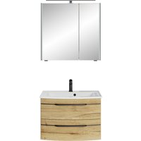 Saphir Badmöbel-Set "Serie 7045 2-teilig Mineralmarmor-Waschtisch mit LED-Spiegelschrank", (Set, 2 St.), Badezimmer-Set 73,2 cm breit, inkl. Türdämpfer, 2 Türen, 2 Schubladen von Saphir