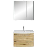 Saphir Badmöbel-Set "Serie 7045 2-teilig Mineralmarmor-Waschtisch mit LED-Spiegelschrank", (Set, 2 St.), Badezimmer-Set 73,2 cm breit, inkl. Türdämpfer, 2 Türen, 2 Schubladen von Saphir