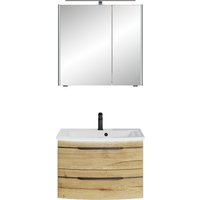 Saphir Badmöbel-Set "Serie 7045 2-teilig Mineralmarmor-Waschtisch mit LED-Spiegelschrank", (Set, 2 St.), Badezimmer-Set 73,2 cm breit, inkl. Türdämpfer, 2 Türen, 2 Schubladen von Saphir