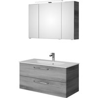 Saphir Badmöbel-Set "Trentino 2-tlg Mineralmarmor-Waschtisch, Spiegelschrank mit LED-Profil" 3 Stk. tlg. von Saphir
