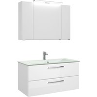 Saphir Badmöbel-Set "Trentino 2-teilig Glas-Waschtisch, Spiegelschrank mit LED-Leuchte" 3 Stk. tlg. von Saphir