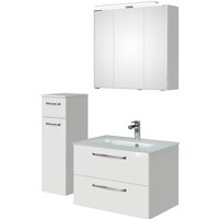 Saphir Badmöbel-Set "Badmöbel-Set Trentino 3-teilig Glas-Waschtisch mit LED-Spiegelschrank", (4 St.), Badezimmer-Set mit Unterschrank inkl. Türdämpfer von Saphir