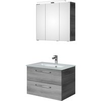Saphir Badmöbel-Set "Trentino 2-teilig Glas-Waschtisch, Spiegelschrank mit LED-Leuchte" 3 Stk. tlg. von Saphir