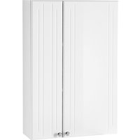 Saphir Hängeschrank "Quickset 955 Wand-Badschrank 50 cm breit mit 2 Türen, 2 Einlegeböden", Badezimmer-Hängeschrank, Weiß Hochglanz, Griffe in Chrom Glanz von Saphir