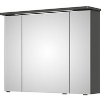 Saphir Spiegelschrank "Serie 4005 Badezimmer-Spiegelschrank inkl. LED-Kranzbeleuchtung", Badschrank 90 cm breit, 3 Türen, 6 Glas-Einlegeböden, inkl. Türdämpfer von Saphir