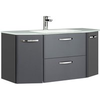 Saphir Waschtisch "Quickset 327 Waschtisch mit Unterschrank, inkl Türdämpfer" Anthrazit Hochglanz, Waschplatz mit 2 Türen, 1 Klappe, 1 Auszug von Saphir