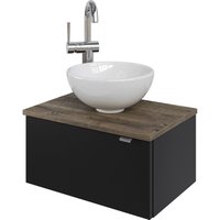 Saphir Waschtisch "Serie 6915 Waschschale mit Unterschrank für Gästebad, Gäste WC" Keramik-Aufsatzbecken, Waschtischplatte, Waschtischunterschrank, 3 Stk. tlg. 51 cm mit Keramik-Aufsatzbecken und 1 Tür von Saphir