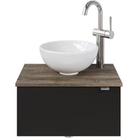 Saphir Waschtisch "Serie 6915 Waschschale mit Unterschrank für Gästebad, Gäste WC" Keramik-Aufsatzbecken, Waschtischplatte, Waschtischunterschrank, 3 Stk. tlg. 51 cm mit Keramik-Aufsatzbecken und 1 Tür von Saphir