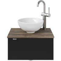 Saphir Waschtisch "Serie 6915 Waschschale mit Unterschrank für Gästebad, Gäste WC" Keramik-Aufsatzbecken, Waschtischplatte, Waschtischunterschrank, 3 Stk. tlg. 51 cm mit Keramik-Aufsatzbecken und 1 Tür von Saphir