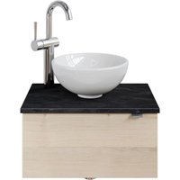 Saphir Waschtisch "Serie 6915 Waschschale mit Unterschrank für Gästebad, Gäste WC", 51 cm mit Keramik-Aufsatzbecken und 1 Tür von Saphir