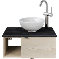 Saphir Waschtisch "Serie 6915 Waschschale mit Unterschrank für Gästebad, Gäste WC", 61 cm mit Keramik-Aufsatzbecken, 1 Tür und 1 Fach von Saphir