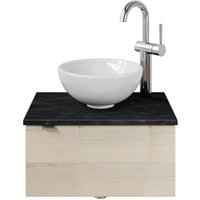 Saphir Waschtisch "Serie 6915 Waschschale mit Unterschrank für Gästebad, Gäste WC", 51 cm mit Keramik-Aufsatzbecken und 1 Tür von Saphir