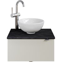 Saphir Waschtisch "Serie 6915 Waschschale mit Unterschrank für Gästebad, Gäste WC", 51 cm mit Keramik-Aufsatzbecken und 1 Tür von Saphir