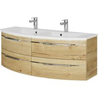 Saphir Waschtisch "Serie 7045 Mineralmarmor-Waschtisch und Unterschrank, 131 cm breit", Doppel-Waschplatz mit 4 Schubladen, Badmöbel Set mit Waschtisch von Saphir