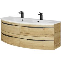 Saphir Waschtisch "Serie 7045 Mineralmarmor-Waschtisch und Unterschrank, 131 cm breit", Doppel-Waschplatz mit 4 Schubladen, Badmöbel Set mit Waschtisch von Saphir